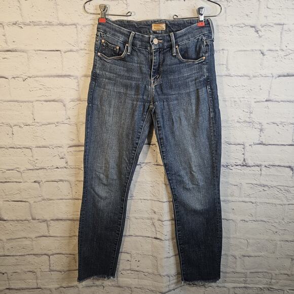 MOTHER Denim - Mother Jeans Womens 24 Blue Looker Ankle Fray Girl Crush Skinny Distressed